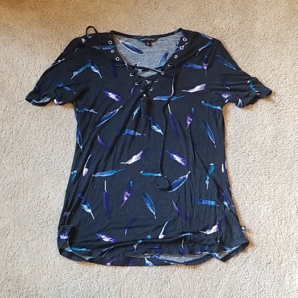 Lace up feather shirt